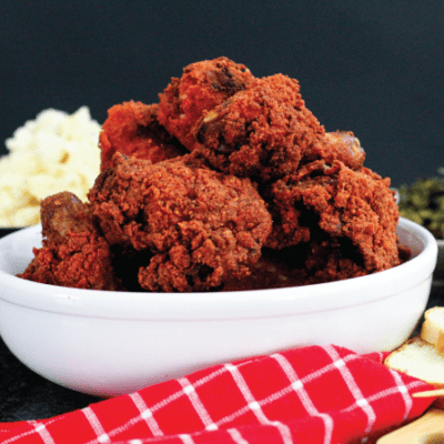 Flamin Hot Cheetos Fried Chicken in a serving bowl
