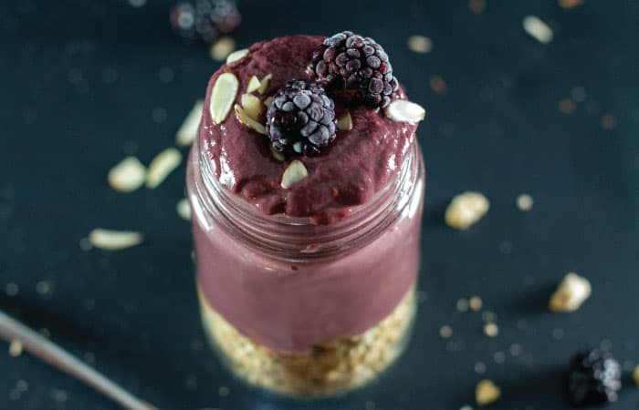 Blackberry Kefir Smoothie - If you haven't tried Kefir you haven't lived life. In this smoothie it adds a creamy tartness that goes perfect with blackberries.