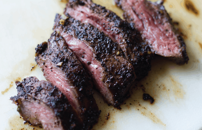 Sliced Coffee Crusted Shirt Steak