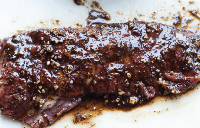 Flank Steak marinading in coffee sauce