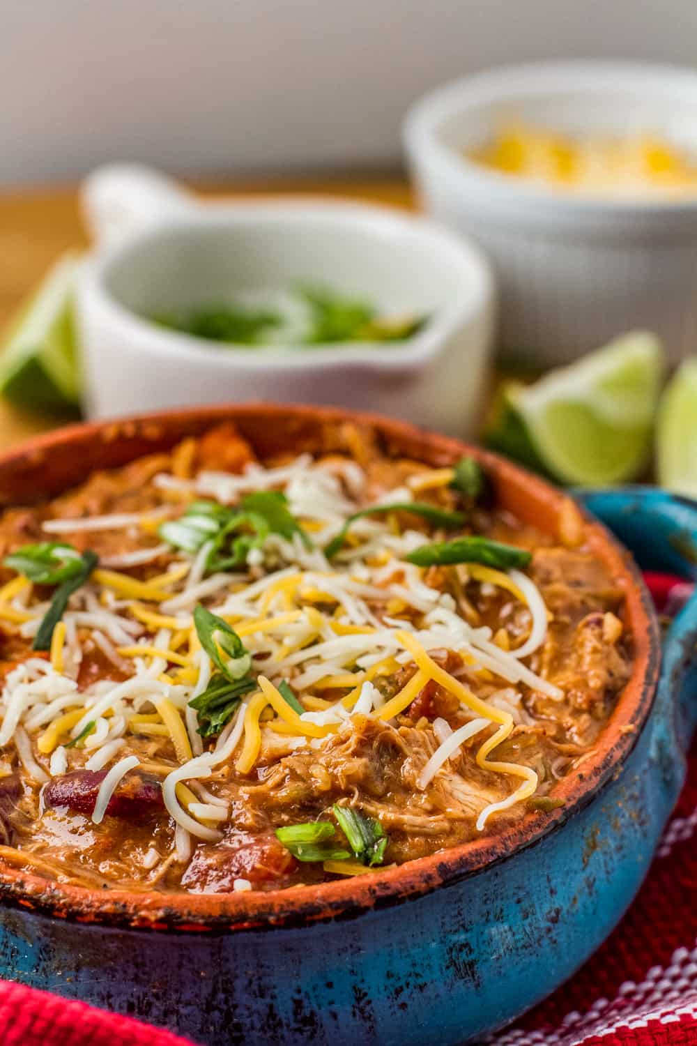 Double Cheese Shredded Chicken Chili