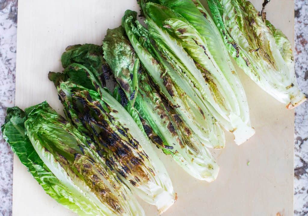 6 heads of grilled romaine lettuce