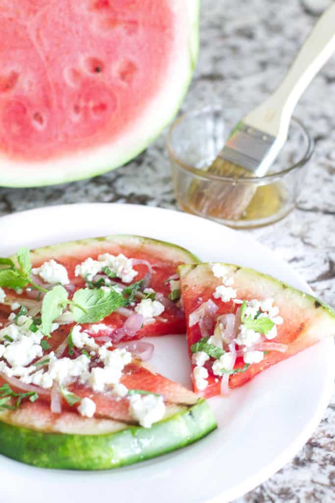 close up of Grilled Watermelon Pizza