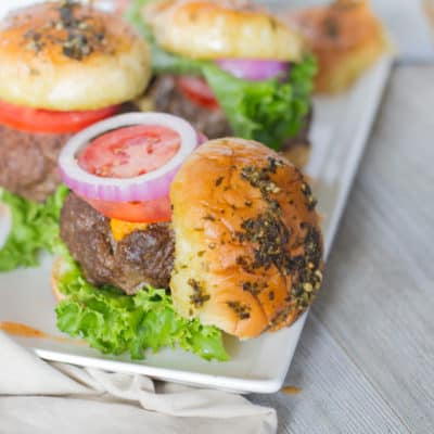 Plated pimento Cheese Stuffed Sliders