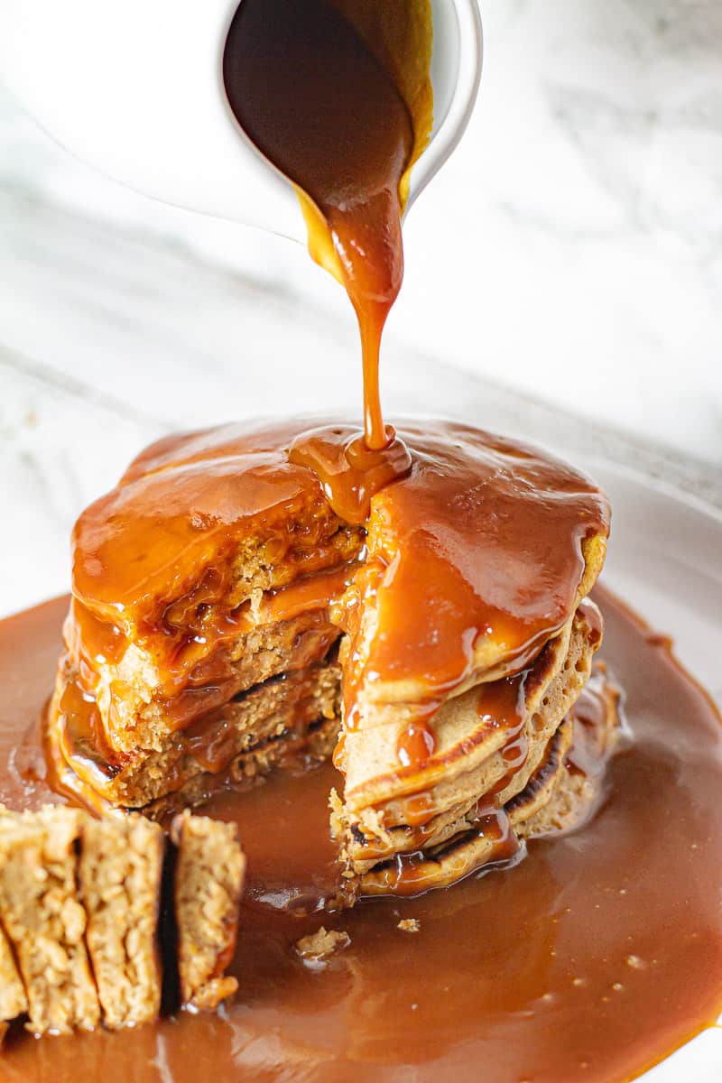 sliced Sweet Potato Pancakes with Caramelized Rum Glaze