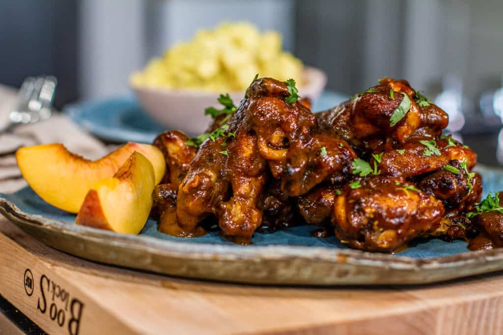Sweet & Spicy Peach Sticky Wings
