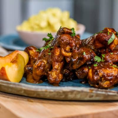 Sweet & Spicy Peach Sticky Wings