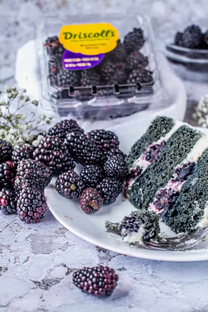 blackberry naked cake with fresh blackberries