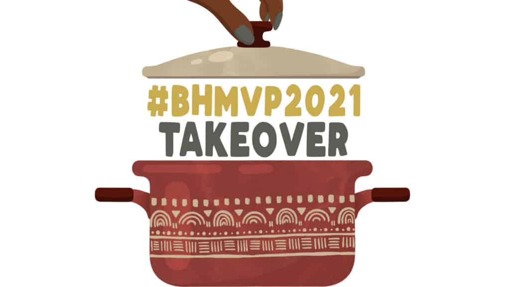 Illustration of hand opening pot for Black History Month Virtual Potluck Takeover