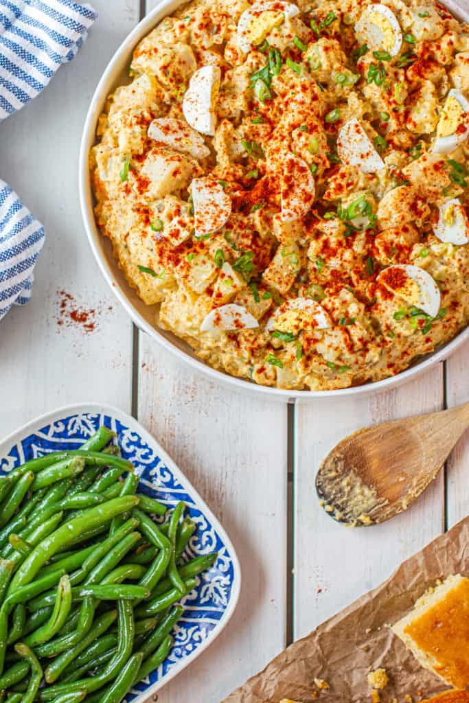 Southern Potato Salad on picnic table