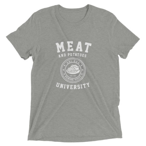 meat & potatoes university tshirt grey
