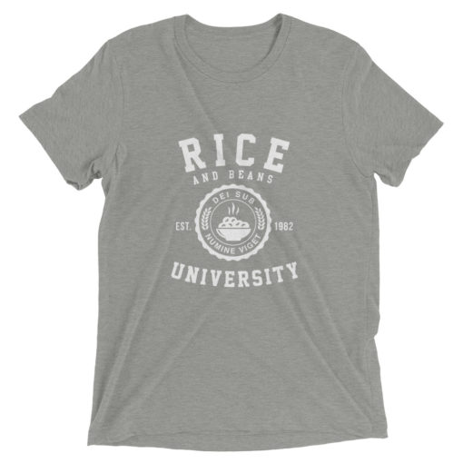 rice and beans university tshirt grey