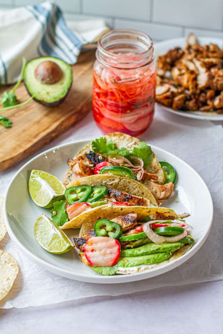 margarita chicken tacos in a plate