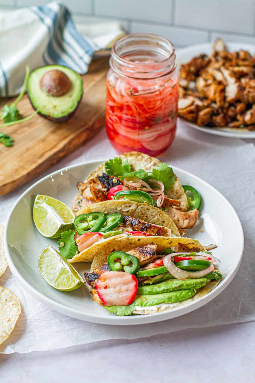 Margarita Chicken Tacos & Pickled Radishes