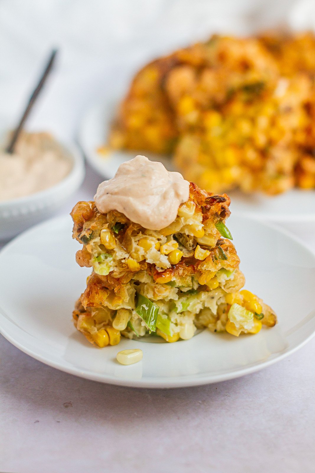 Corn Fritters with Spicy Crema