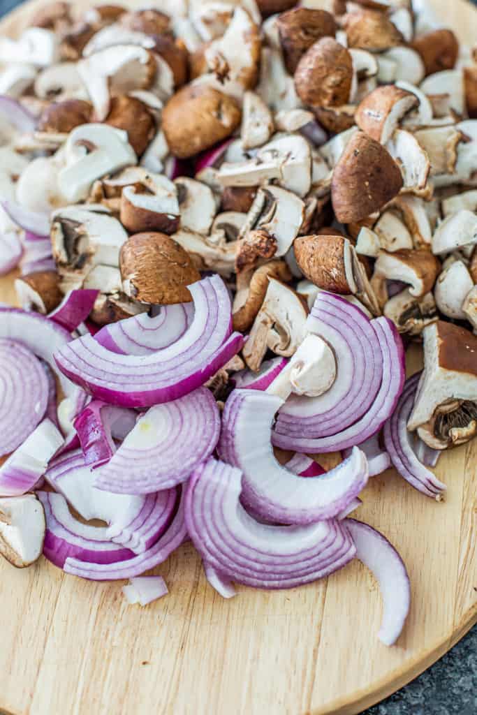 chopped mushrooms and onions
