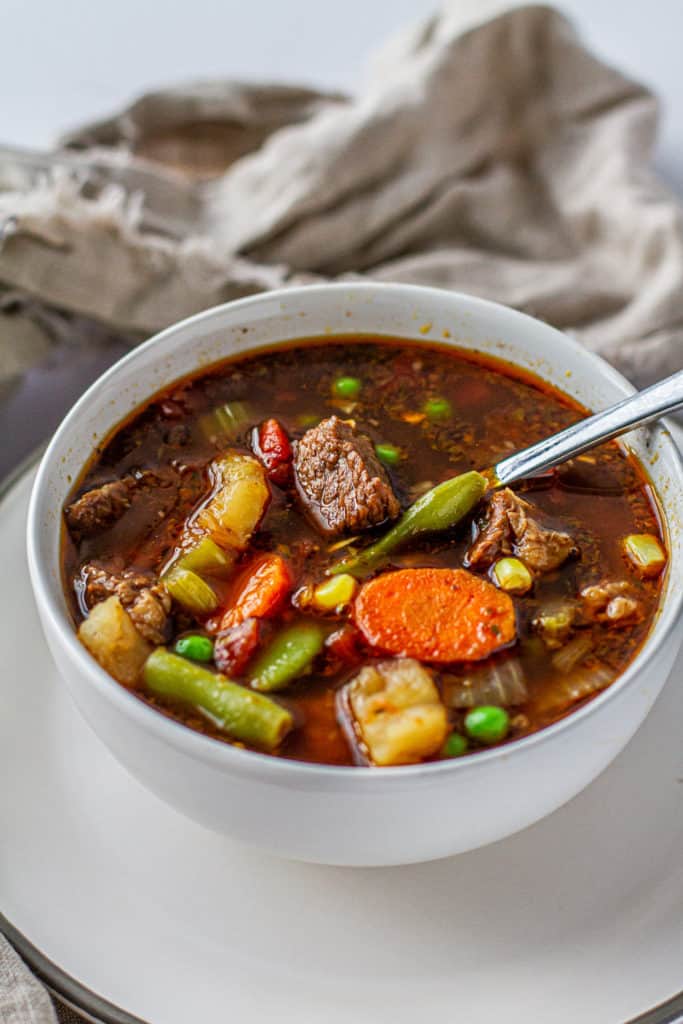 bowl of vegetable beef soup