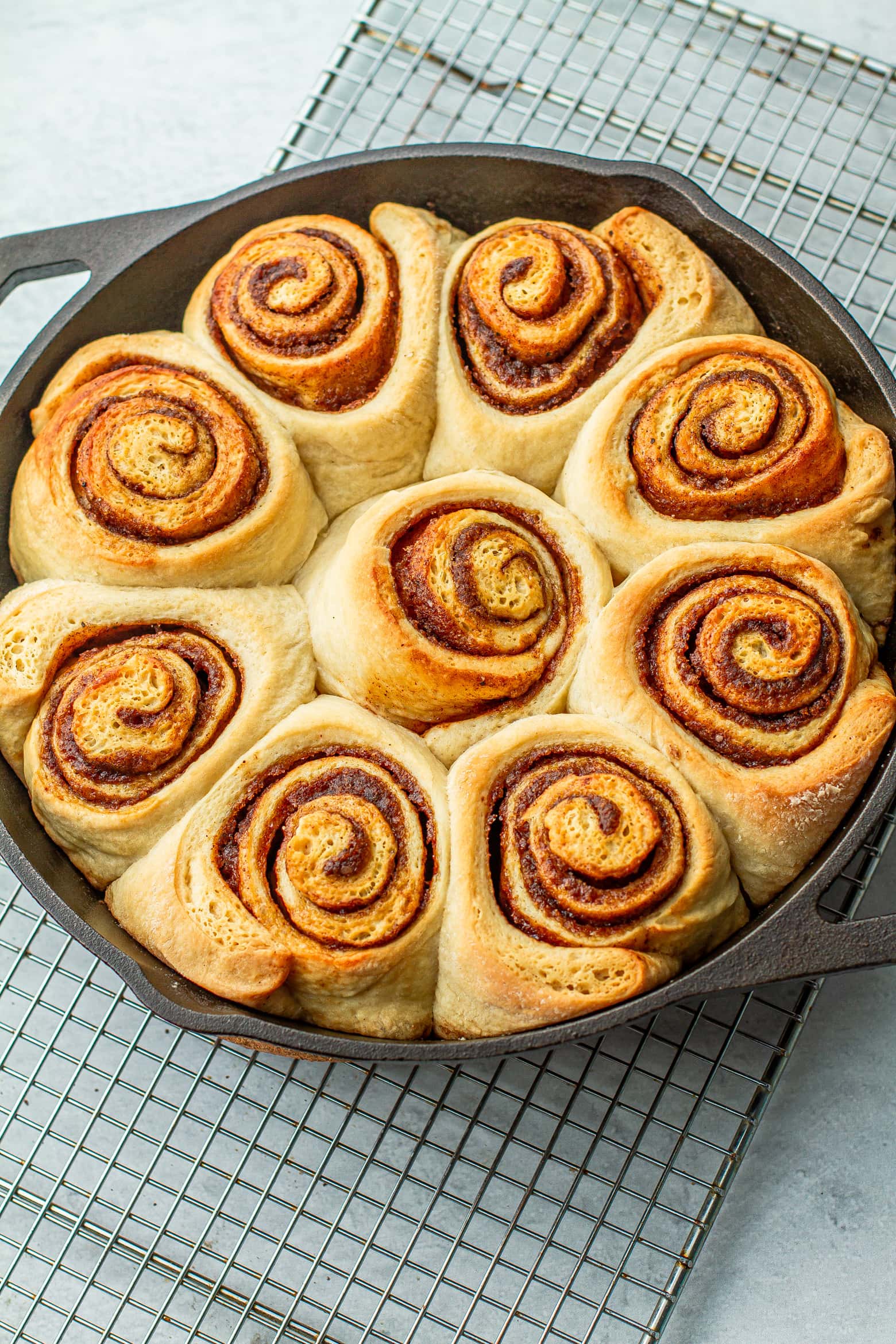 Cast Iron Buttermilk Cinnamon Rolls Recipe | Meiko and The Dish