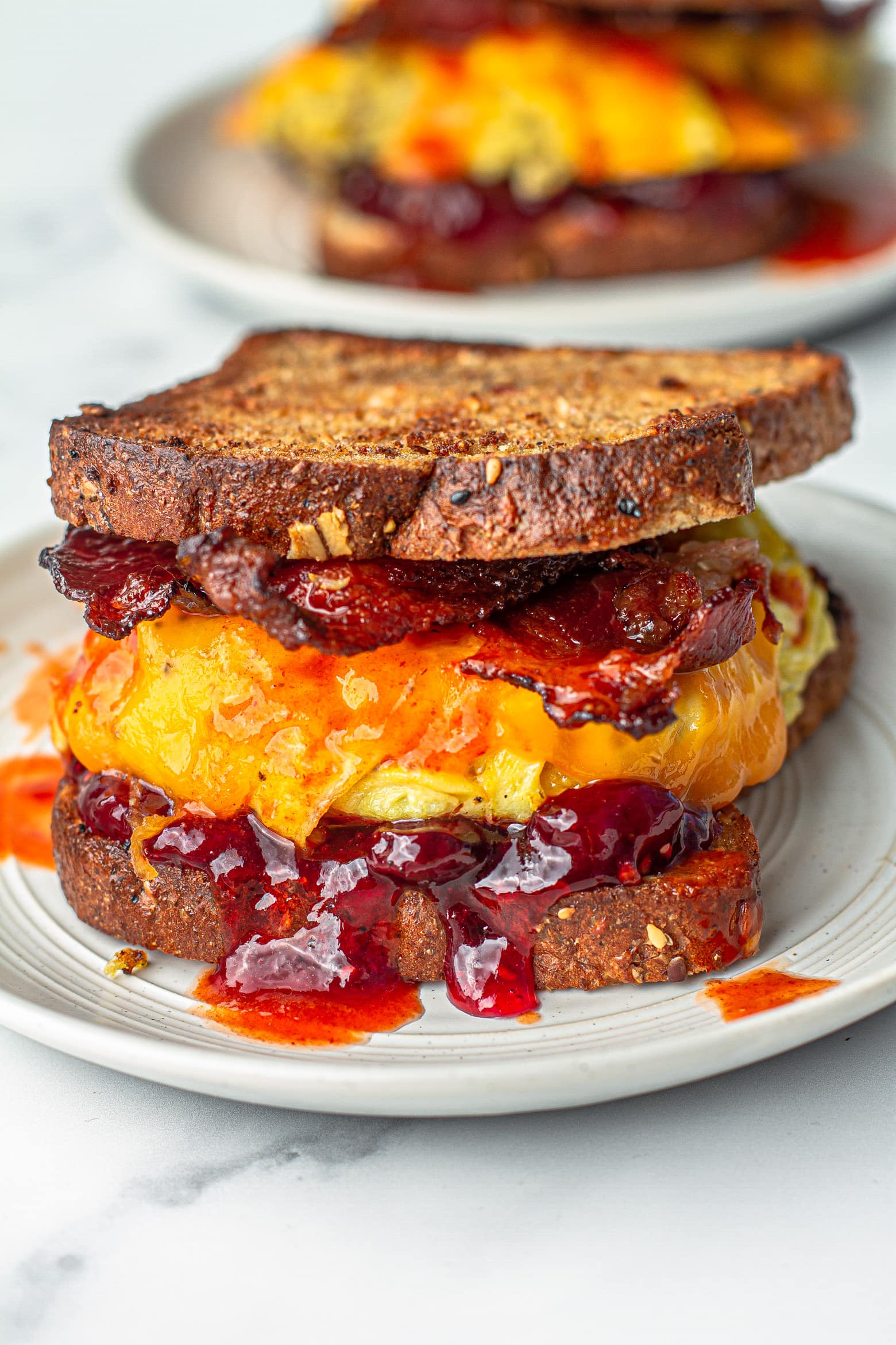 Hard Boiled Egg, Turkey bacon and strawberry slices