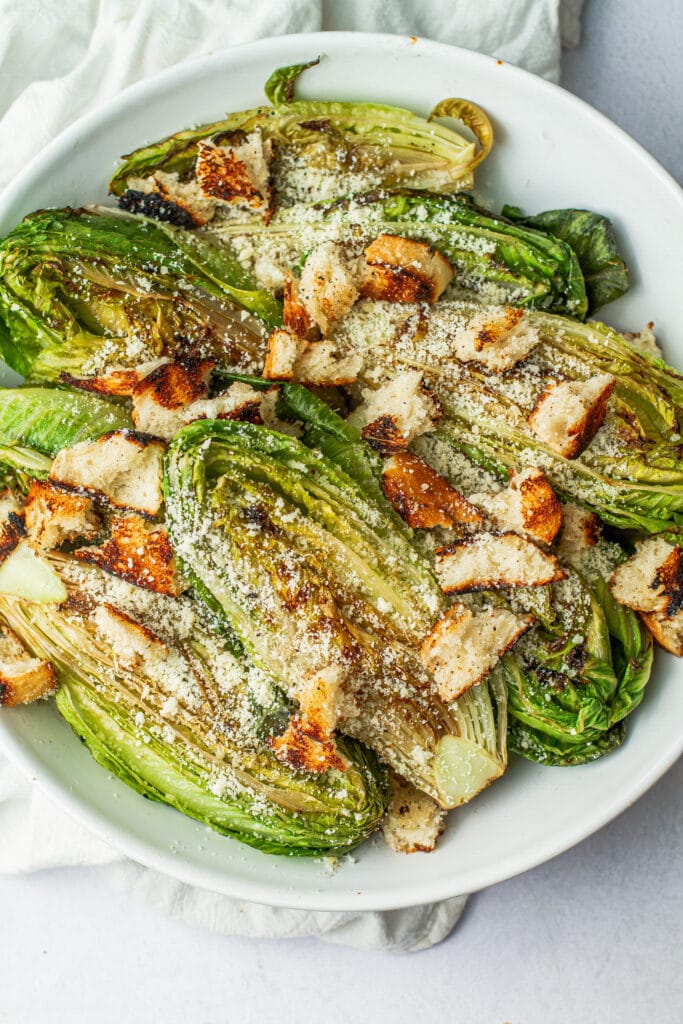 The best grilled Caesar salad on a platter