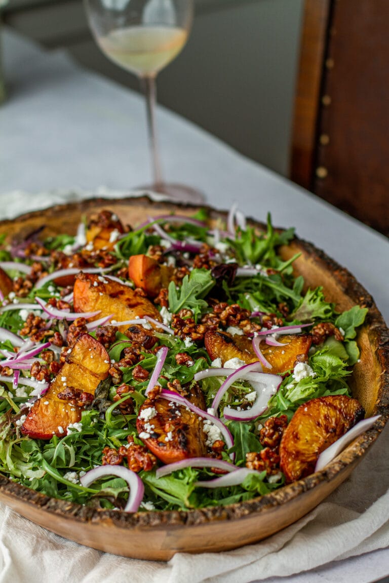 Grilled Peach Salad with Goat Cheese