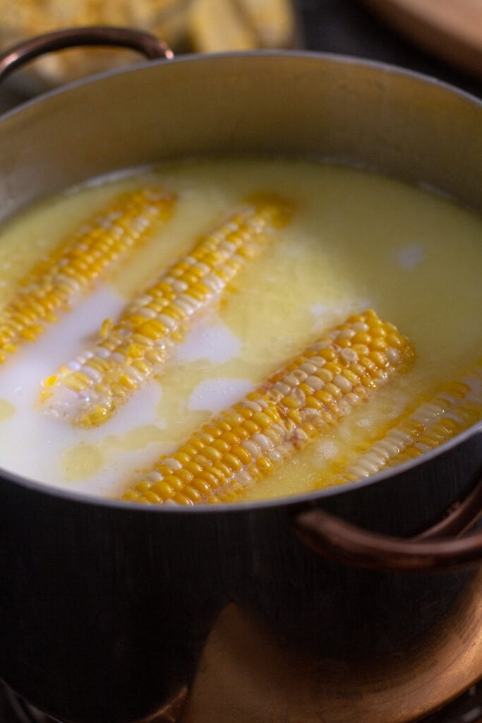corn on the cob in a butter bath