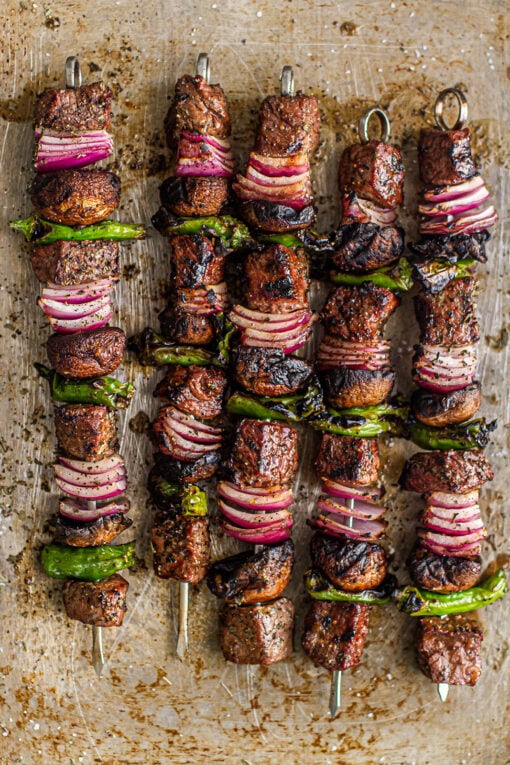 Grilled Steak Kabobs (Whiskey Marinade + Glaze) | Meiko and The Dish