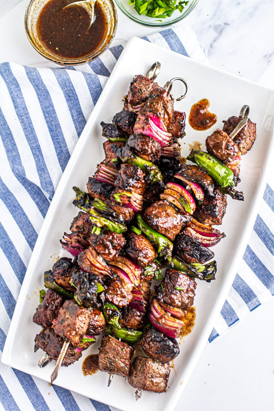 Grilled Steak Kabobs (Whiskey Marinade + Glaze)