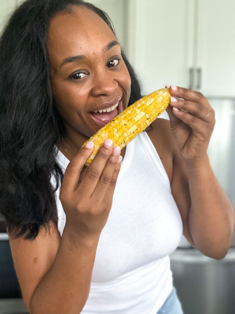 meiko eating corn on the cob