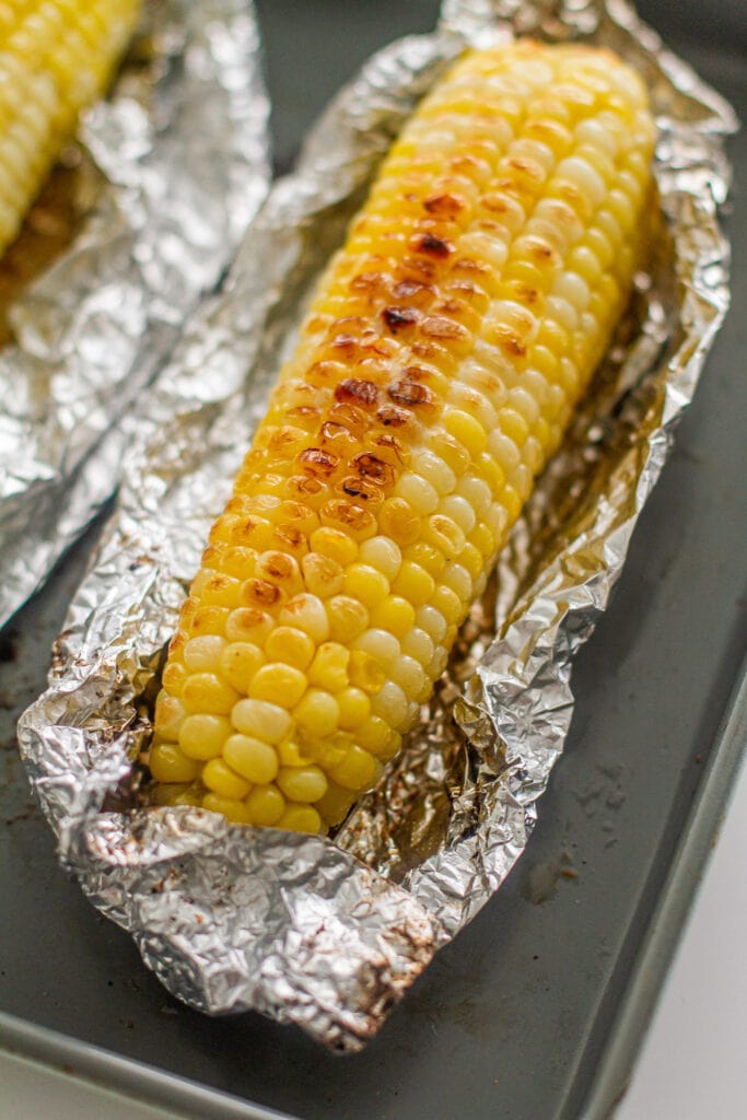 roasted corn on the cob in foil